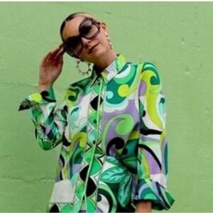 Vibrant Patterned Silky Blouse